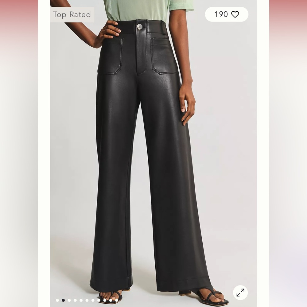 Anthropologie Colette Wide-Leg Faux Leather Pants by Maeve